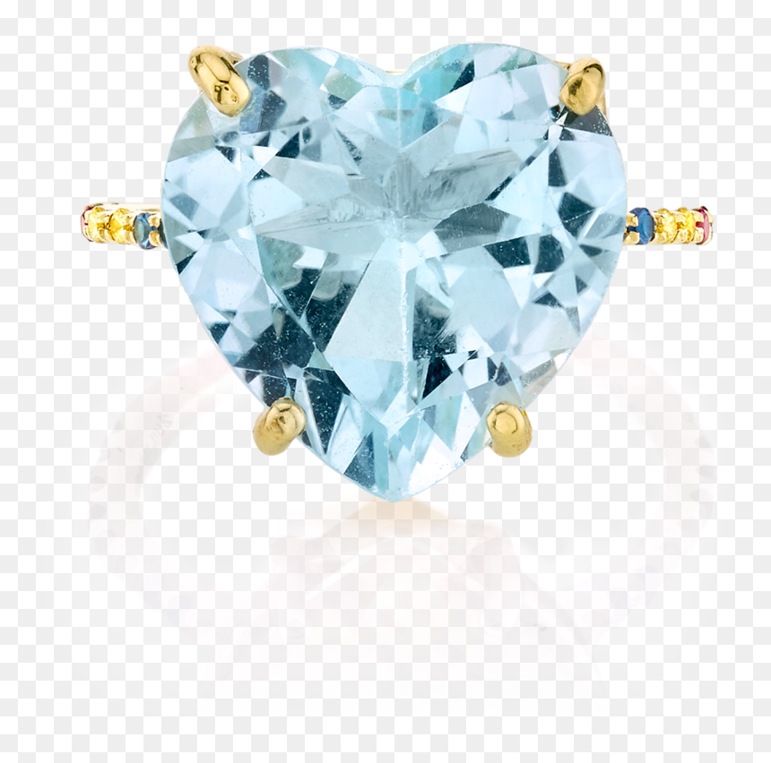 Blue Topaz And Rainbow Heart Ring - Diamond, HD Png Download - topaz png