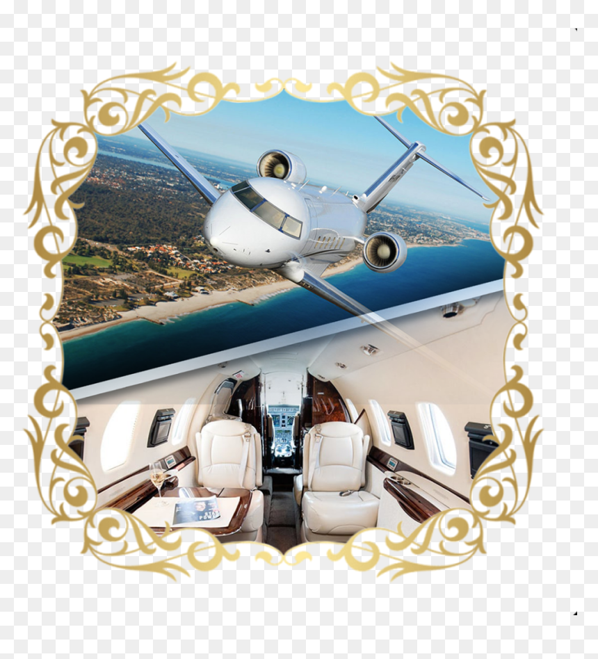 Charter A Private Jet - Golden Frame Clip Art, HD Png Download - private jet png