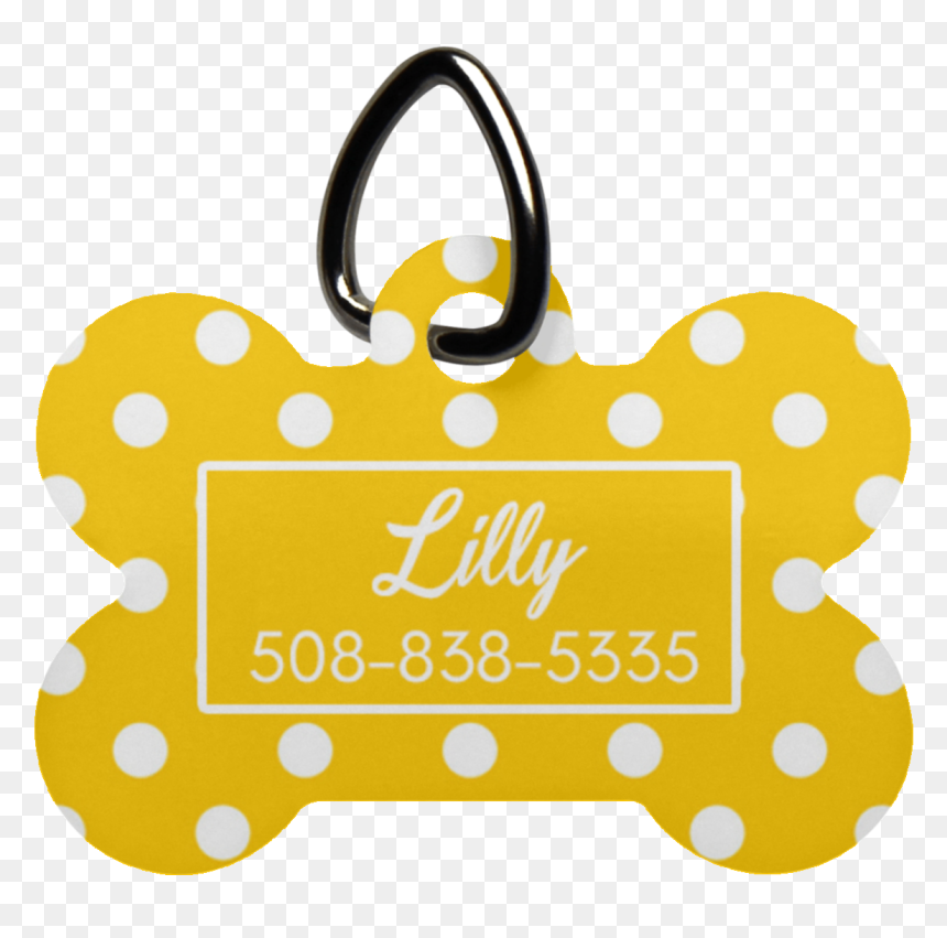 Yellow Polka Dot Dog Bone Luv Tag - Dog, HD Png Download - yellow dot png