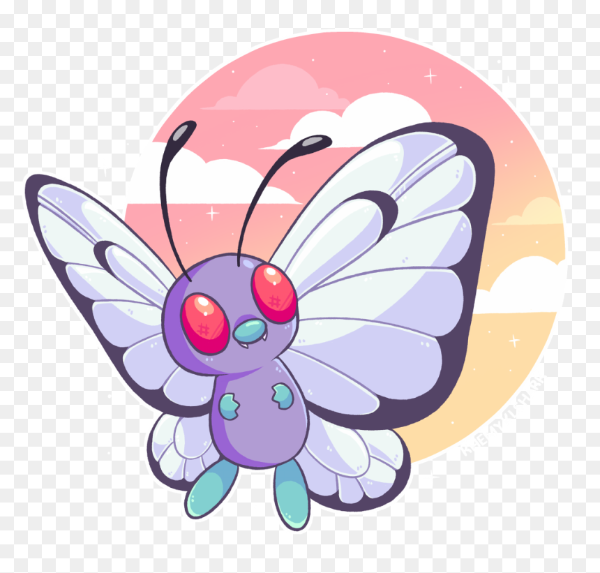 Butterfree 🦋💚 Available As Shirts, Stickers, Phone - Portable Network Graphics, HD Png Download - butterfree png