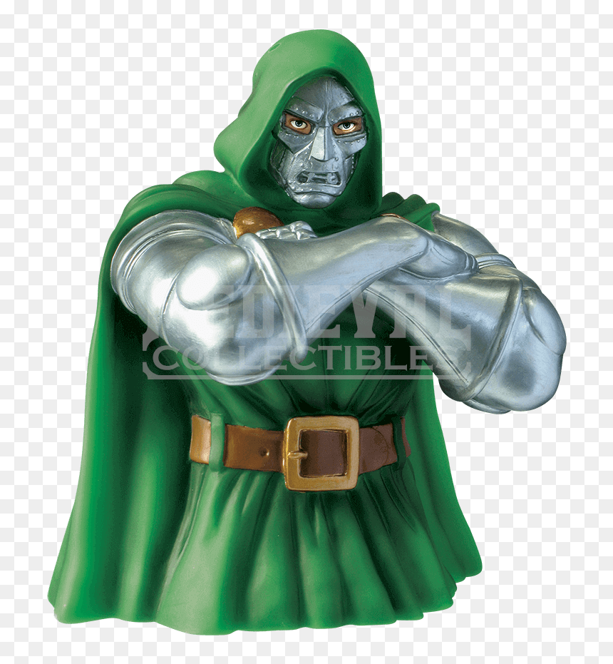 Doctor Doom Bust Bank - Villain With Green Hood, HD Png Download - doctor doom png