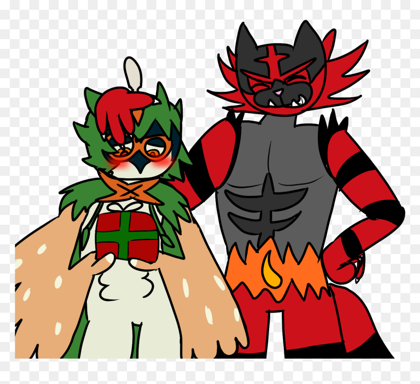 Incineroar Brings Presents - Incineroar X Decidueye Fluff, HD Png Download - incineroar png
