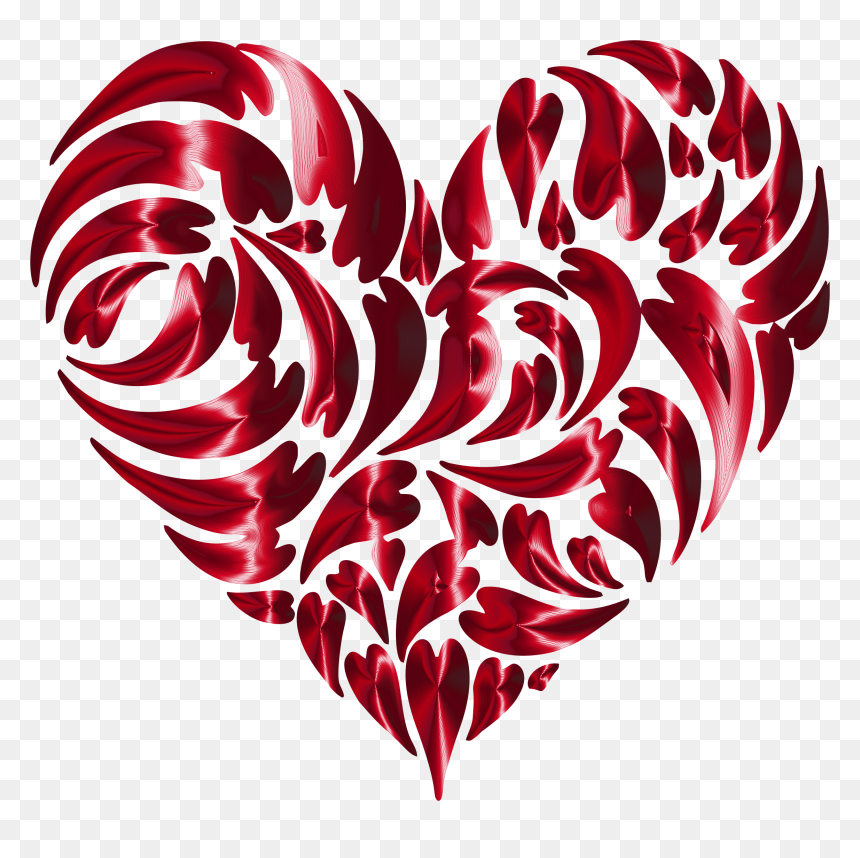 Abstract Distorted Heart Fractal Vermilion No Background - Sticker Pencak Silat, HD Png Download - red abstract png