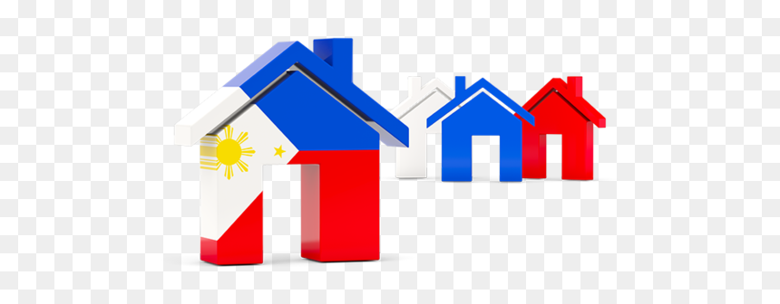 Three Houses With Flag - Philippines Houses With Flag, HD Png Download - philippine flag png