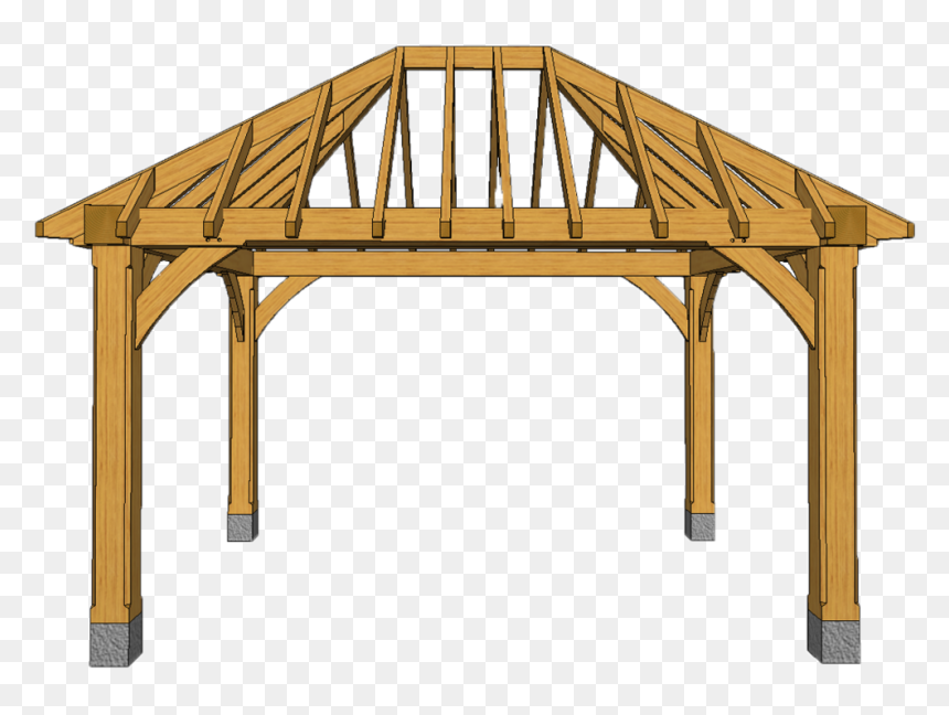 4 Post Oak Gazebo 3d Front - 4 Post Gazebo, HD Png Download - gazebo png