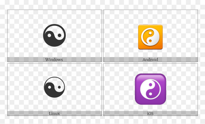 Yin Yang On Various Operating Systems - Yin Yang Unicode, HD Png Download - yin yang symbol png