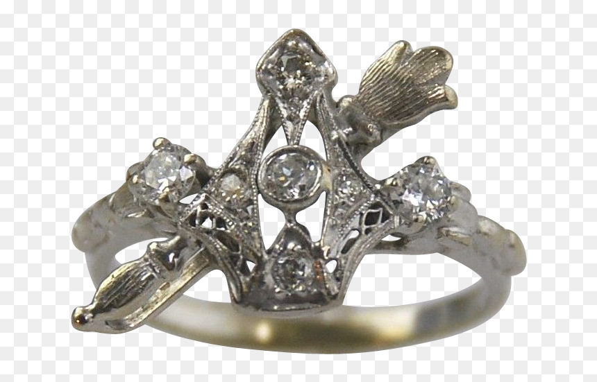 Diamond Filigree Ring14kt White Gold-crown & Scepter - Engagement Ring, HD Png Download - scepter png