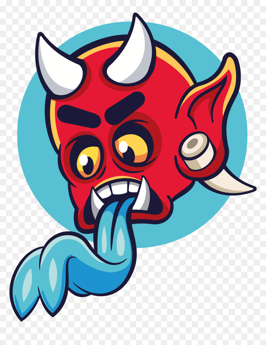 Oni Demon Head Sticker Clipart , Png Download - Black Circle, Transparent Png - oni png