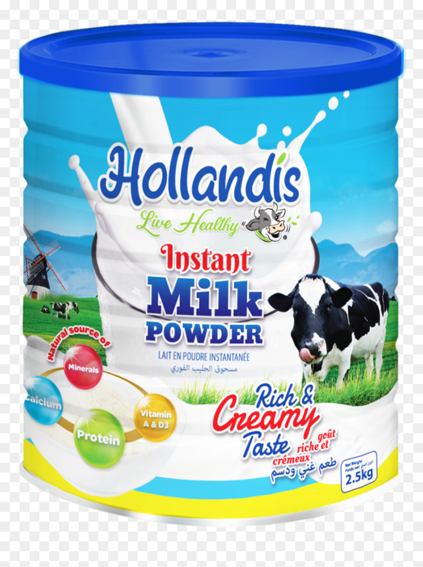 Hollandis Instant Milk Powder Tin Can 25kg - Milk Powder Tin, HD Png Download - tin can png