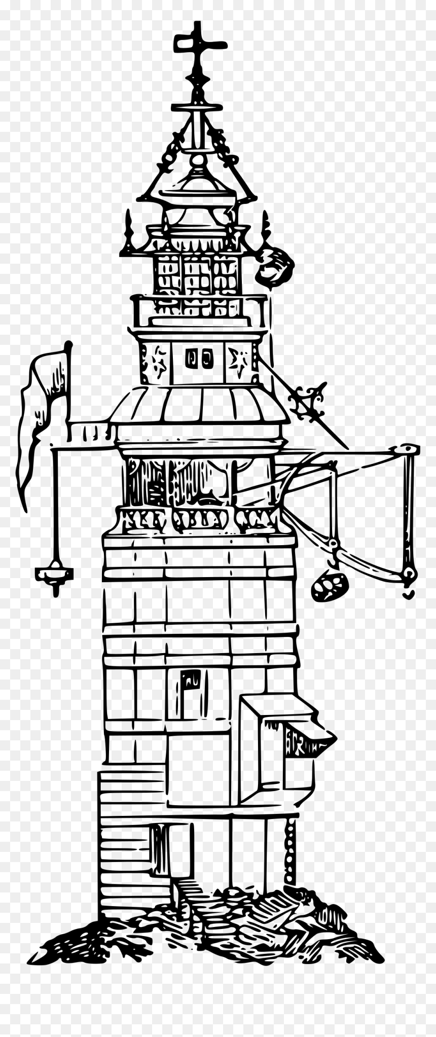 Old Lighthouse 2 Clip Arts - Line Drawing Architecture Light House, HD Png Download - light house png