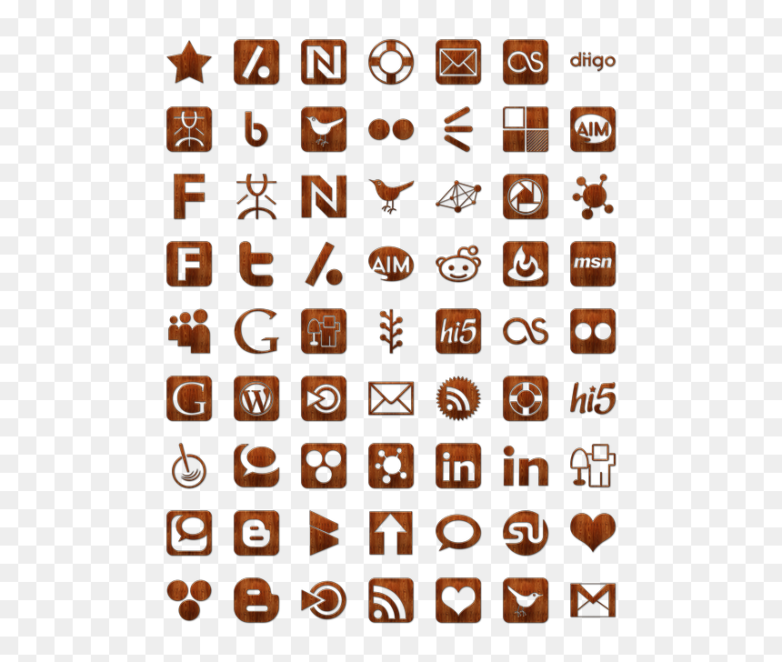 Wood Social Networking Icon Pack By Webtreatsetc, HD Png Download - networking icon png