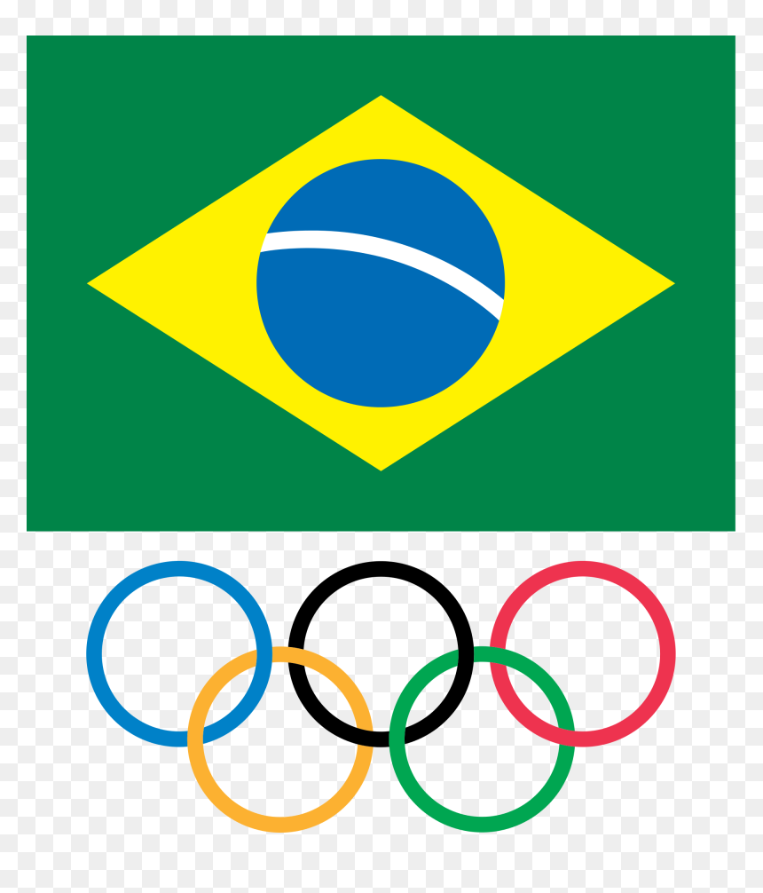 Brazilian Flag And Olympic Circles - Rio 2016, HD Png Download - olympics logo png