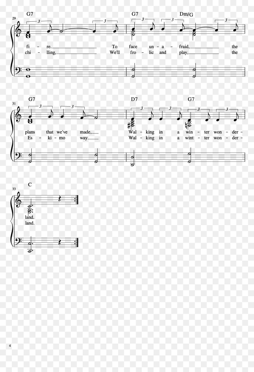 Winter Wonderland Full Manuscript Color Chords Page - Sheet Music, HD Png Download - winter wonderland png