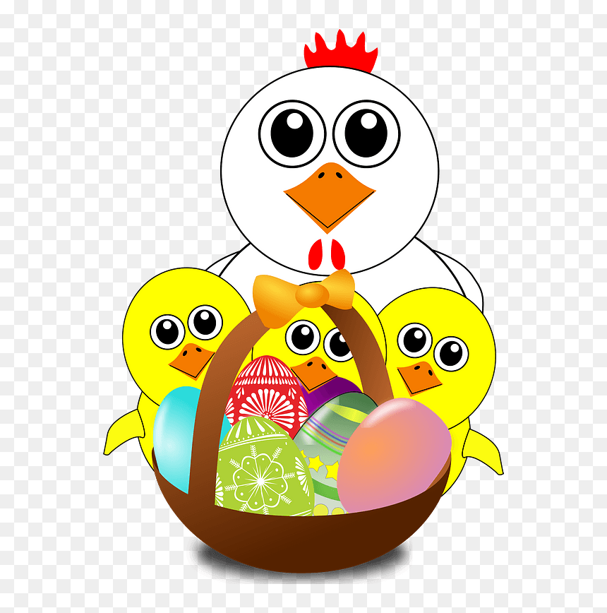 Funny Chicken And Chicks Cartoon Easter Clipart - Cartoon Pictures Of Easter Chicks, HD Png Download - easter clipart png