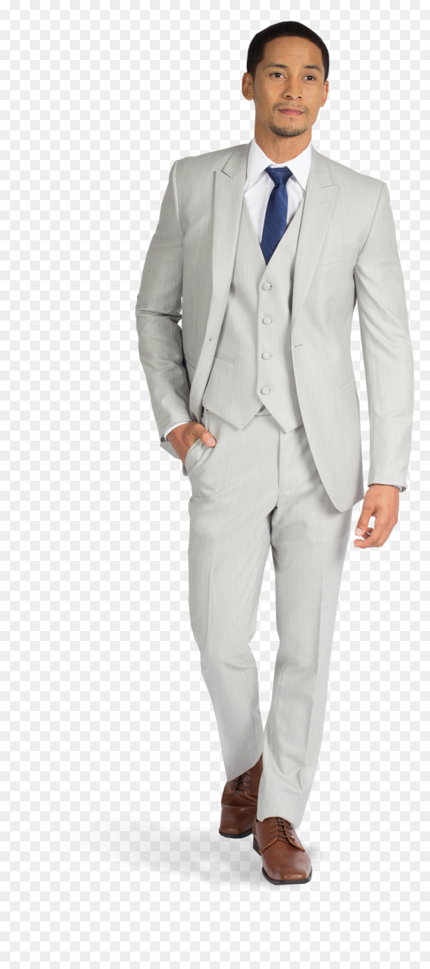 Light Grey Peak Lapel Suit - Light Grey Suit, HD Png Download - tux png