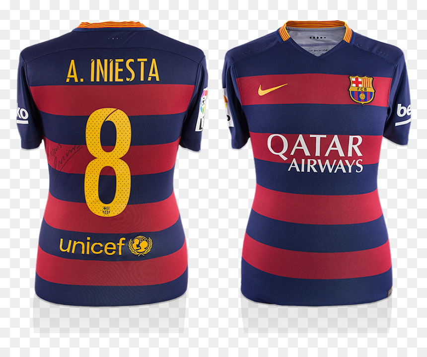 Andres Inesta Matchworn Barcelona Shirt - Neymar 2017 18 Barcelona Png, Transparent Png - jersey png