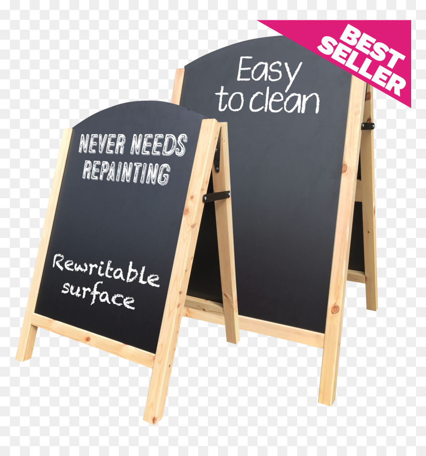 Natural Wooden Framed Chalkboard A-board With Reversible - Banner, HD Png Download - chalkboard frame png
