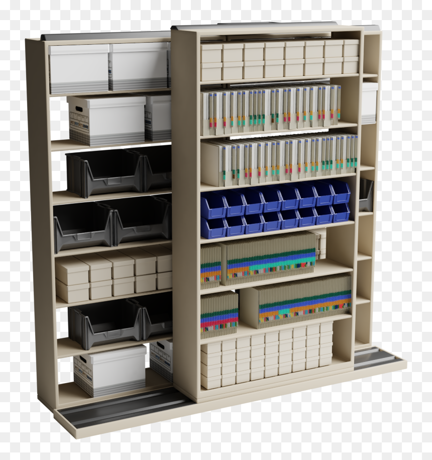 Sliding Mobile Shelving - Shelf, HD Png Download - book shelf png