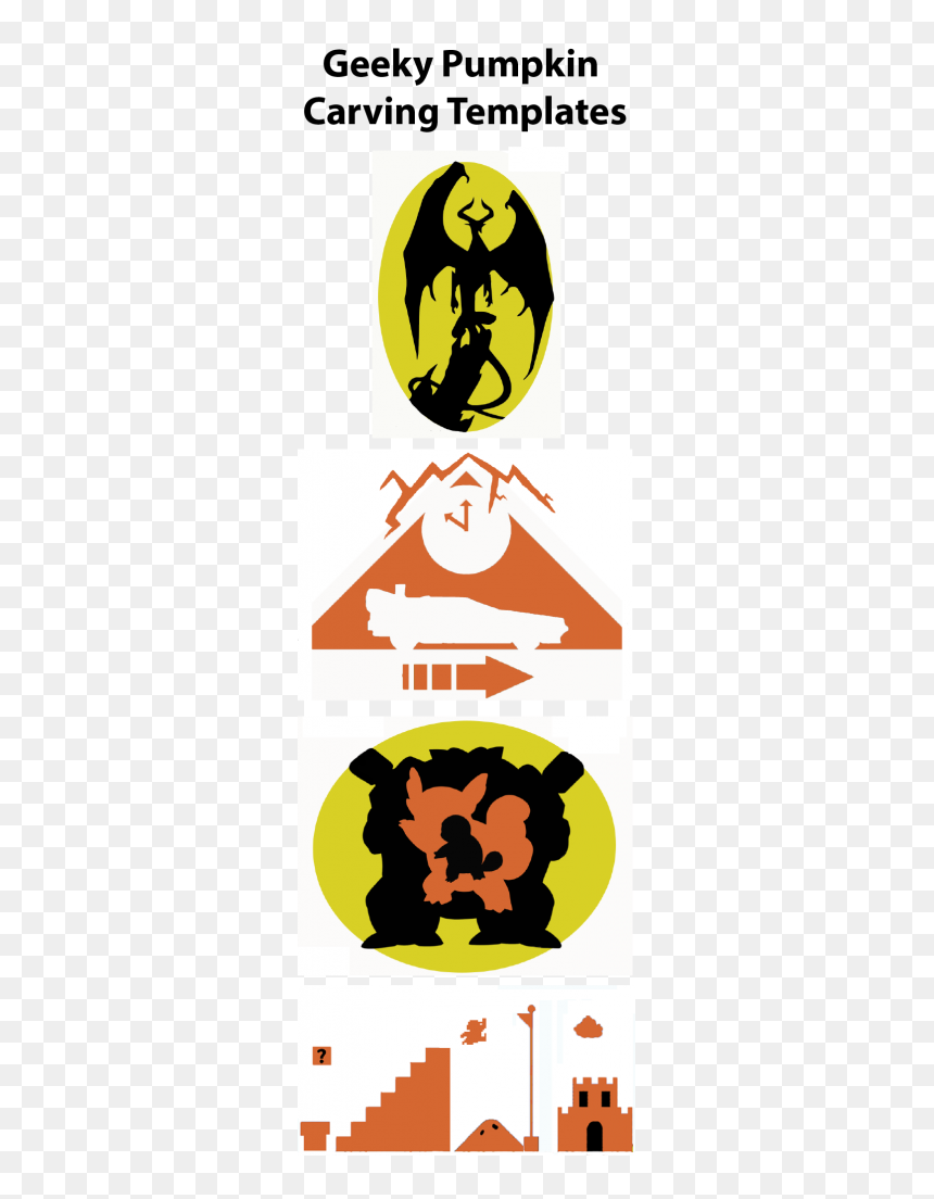 Geeky Pumpkin Carving Templates For Halloween - Emblem, HD Png Download - pumpkin outline png