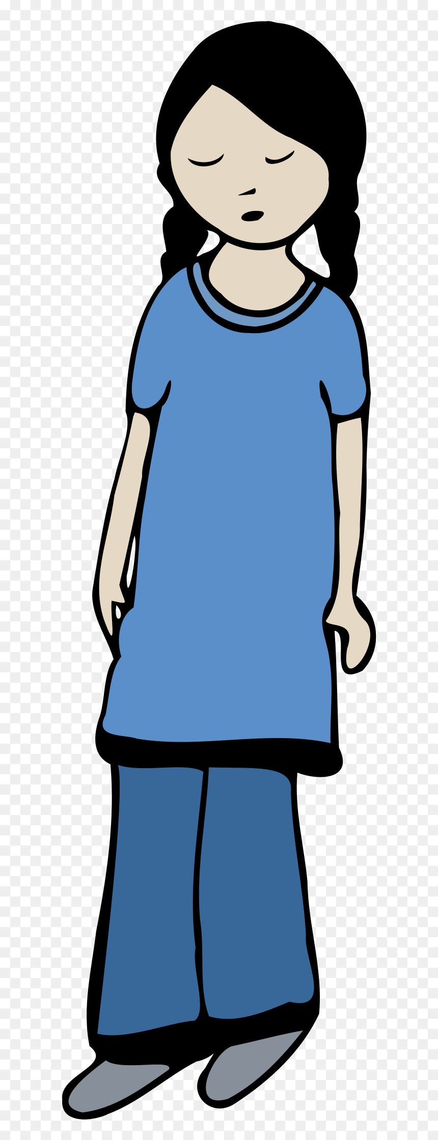 Colour Clip Arts - ילדה מצוירת עצובה, HD Png Download - girl standing png