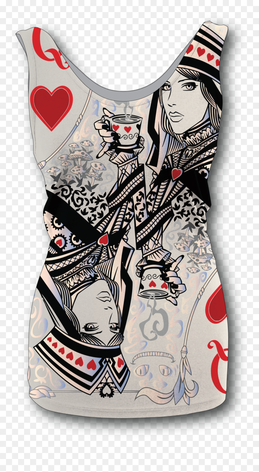 Women"s Queen Of Hearts Tank Top - Queen Of Hearts Design, HD Png Download - queen of hearts png