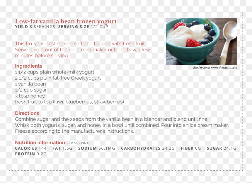 Low Fat Vanilla Bean Frozen Yogurt Final - Dessert, HD Png Download - vanilla bean png