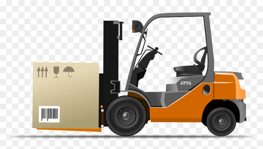 Orange Forklift Loader With Box Clip Arts - Forklift Clipart, HD Png Download - forklift png
