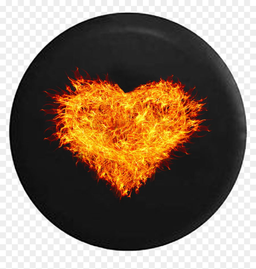 Burning Heart Real Fire Flames Jeep Camper Spare Tire - Heart On Fire Png, Transparent Png - real fire png