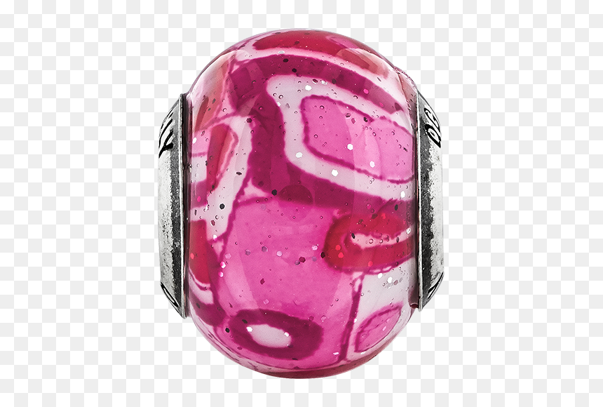 925 Sterling Silver Charm For Bracelet Hot Pink Glitter - Motorcycle Helmet, HD Png Download - glitter overlay png