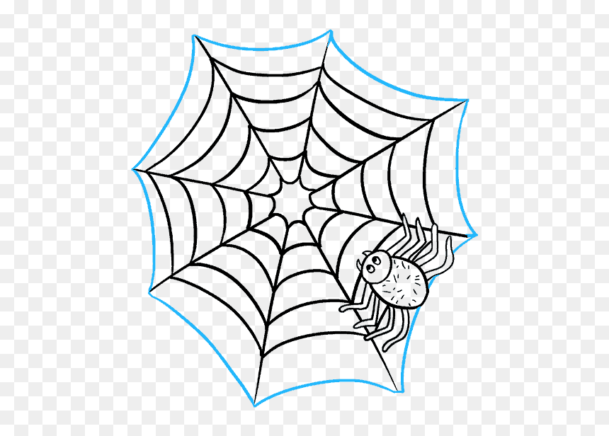 Drawn Spider Web Transparent - Spider In A Web Drawing, HD Png Download - spider web transparent png