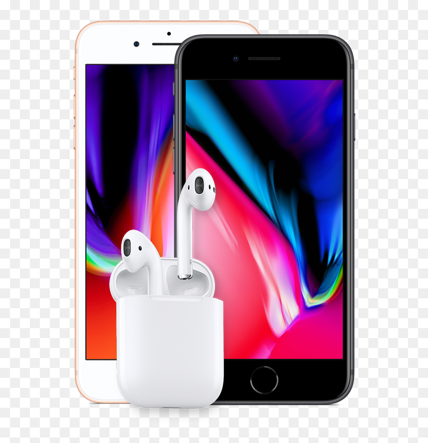 Airpods With Mobile Phone - Iphone 8 All Color, HD Png Download - phone outline png