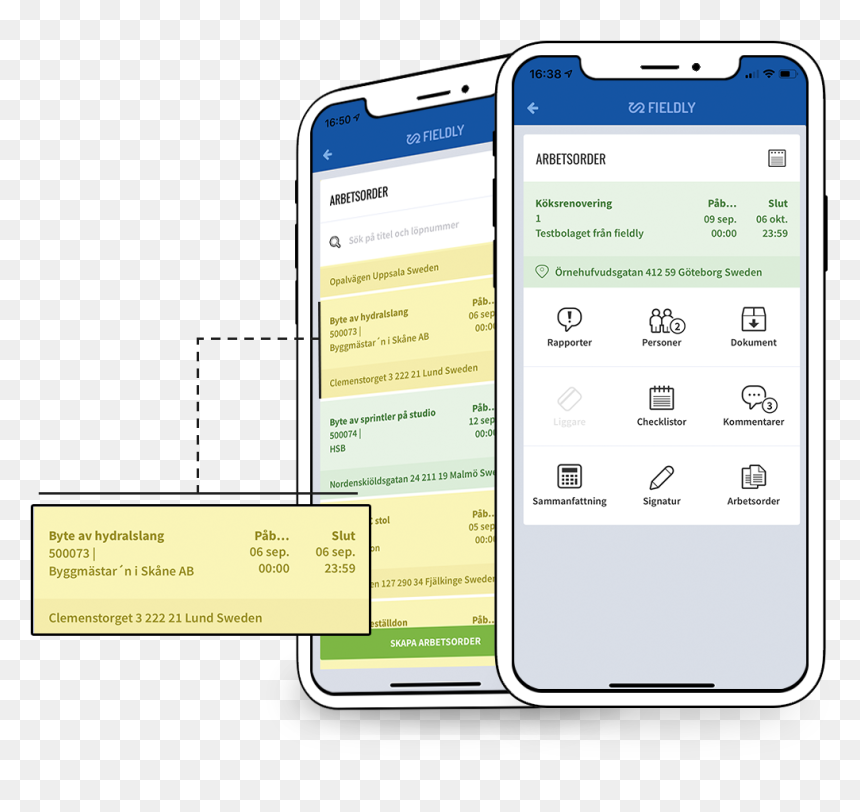 Two Phones With Fieldly App, Work Orders - Iphone, HD Png Download - phone outline png