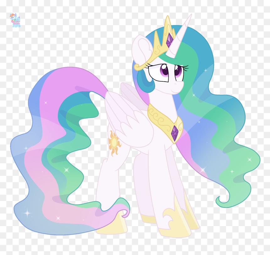 Princess Celestia Mlp Fim Vector - Cartoon, HD Png Download - princess crown vector png