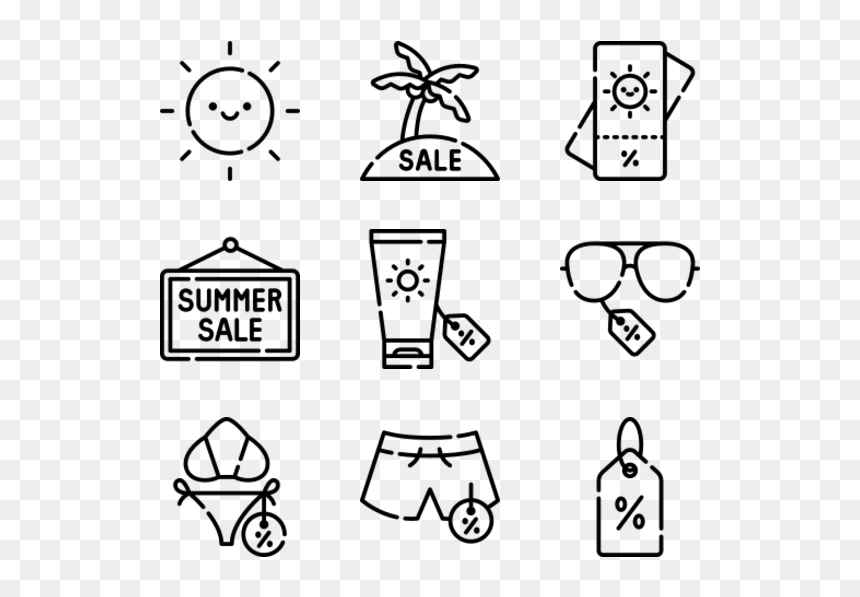 Line Icons Birthday Png, Transparent Png - sales png