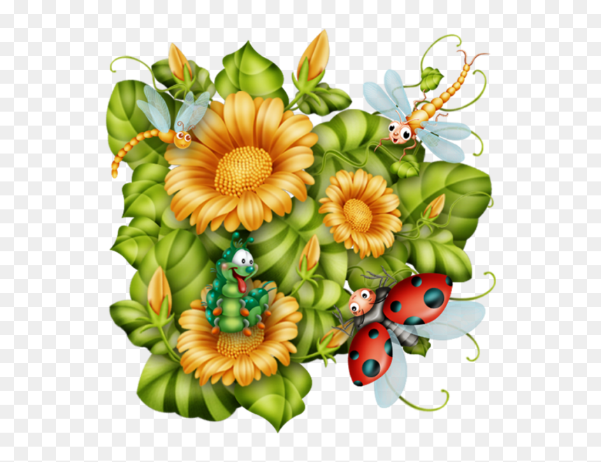 Bug Art, Cute Clipart, Love Bugs, Digital Image, Printable - Clip Art, HD Png Download - flower .png