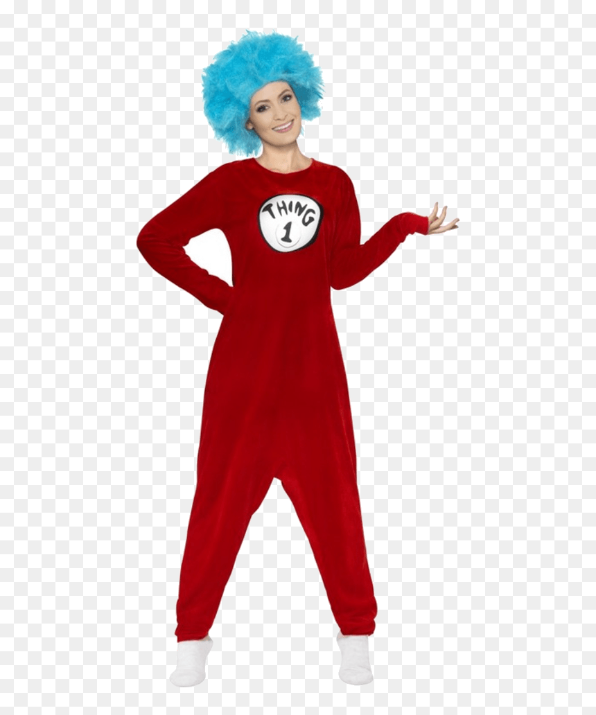 Adult Thing 1 Or Thing 2 Costume - World Book Day Adults Fancy Dress, HD Png Download - costume png