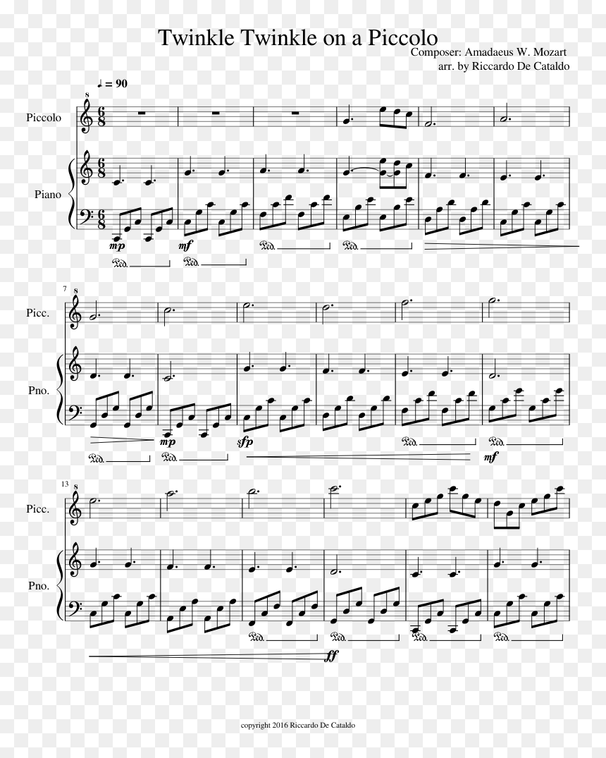 Twinkle Twinkle On A Piccolo Sheet Music Composed By - Twinkle Twinkle Little Star Piccolo, HD Png Download - twinkle lights png