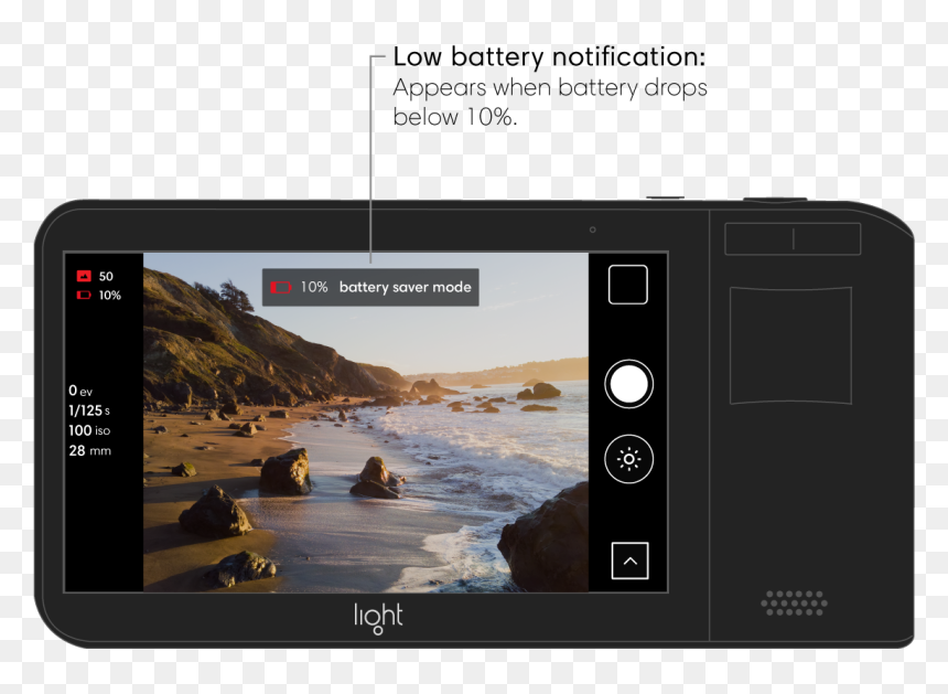 When Battery Power Drops Below 10%, Your Light L16 - Smartphone, HD Png Download - iphone 10 png