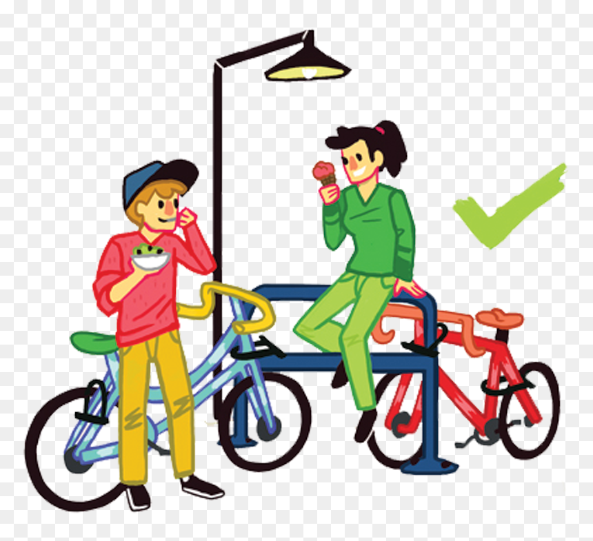 Bicycle Clipart Bike Rack - Cartoon Bicycle Parking Hd, HD Png Download - bike rack png