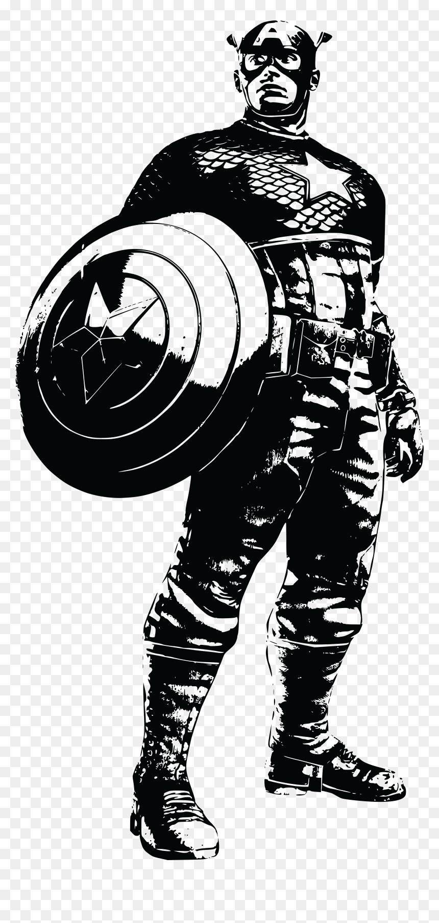 Captain America Black And White, HD Png Download - capitan america png