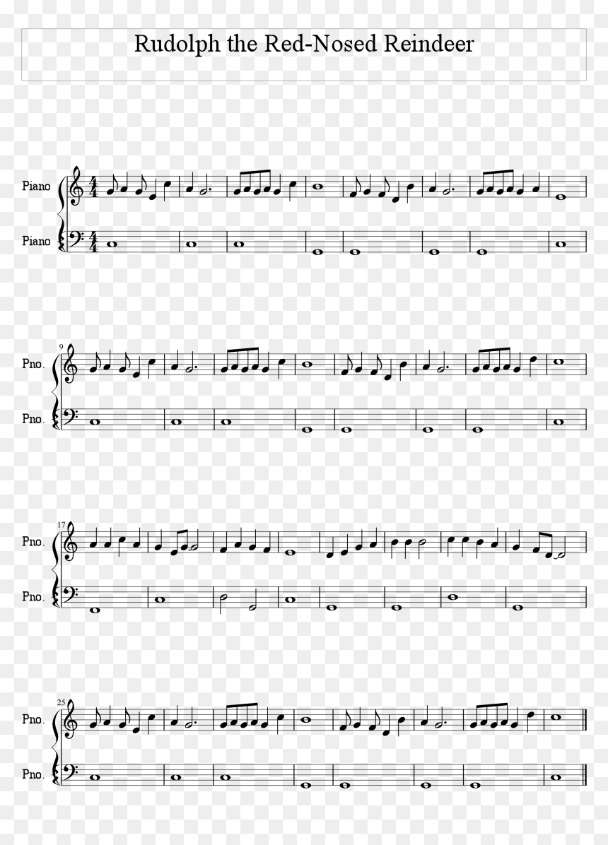 Rudolph The Red Nosed Reindeer Sheet Music Pdf - Sheet Music, HD Png Download - rudolph the red nosed reindeer png