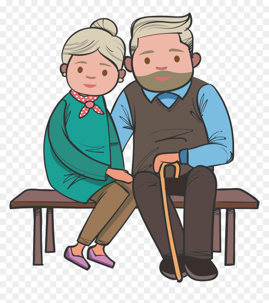 Bench Age Grandparent The - Old Man And Old Woman Clipart, HD Png Download - senior png