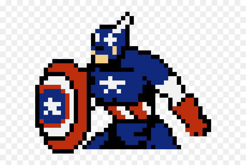Capitão América Pixel Art, HD Png Download - capitan america png