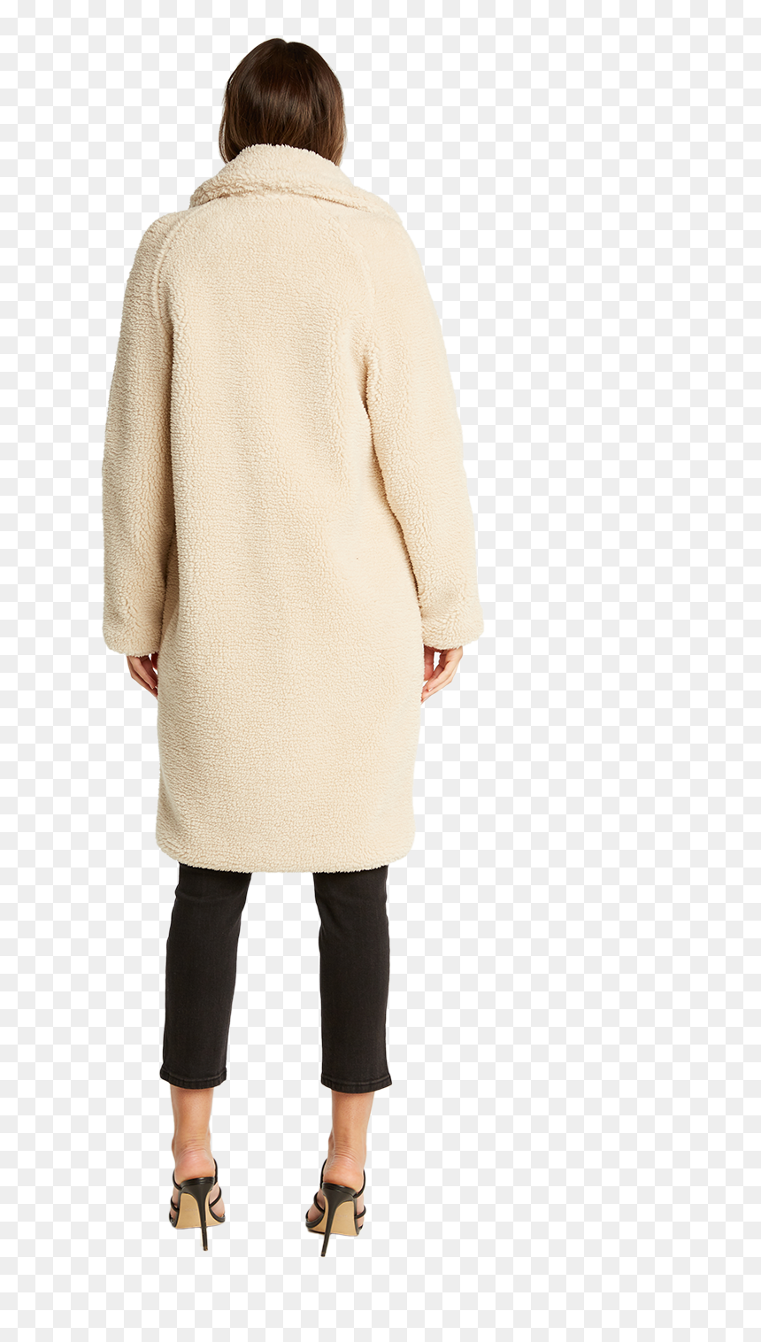 Teddy Long Coat In Colour Whisper White - Overcoat, HD Png Download - white fur png