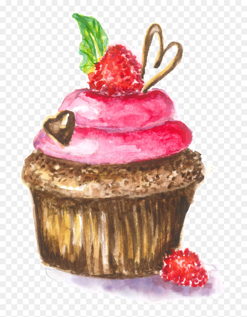 [fine Art Acrylic Painting] - Cupcake Acrylic Painting, HD Png Download - cute cupcake png