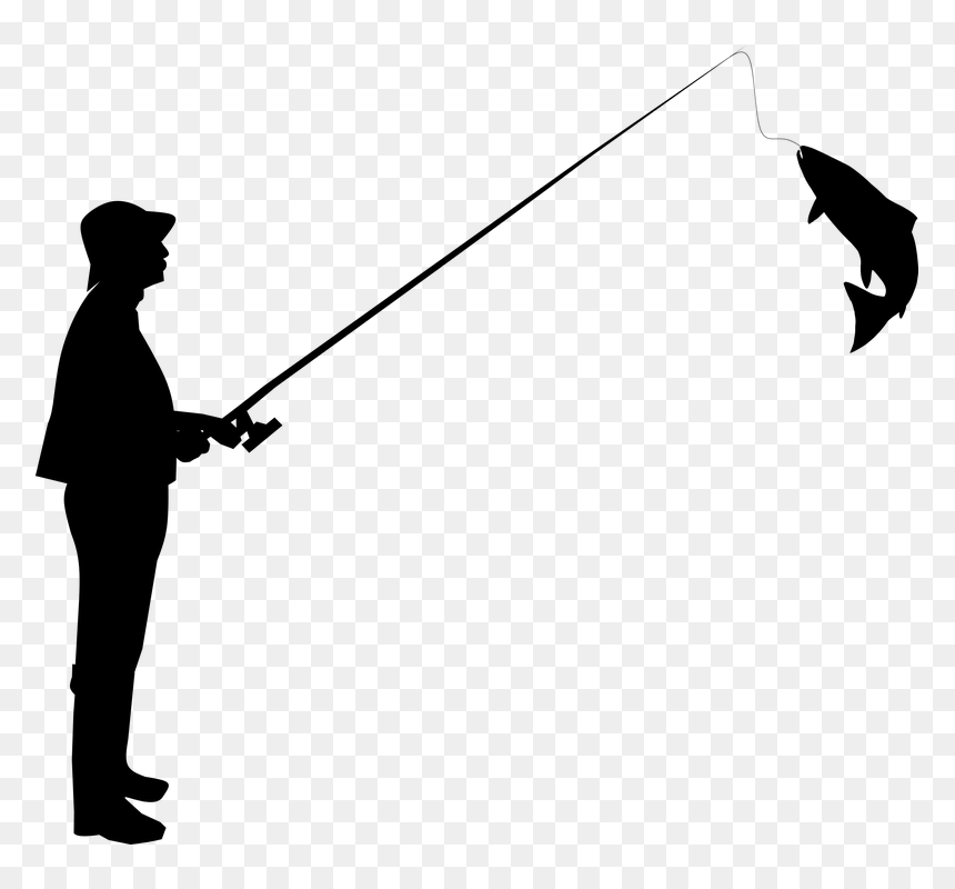 Fisherman Silhouette Png, Transparent Png - man fishing png