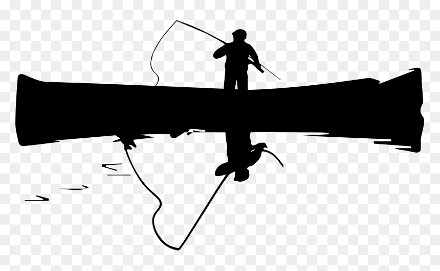 Fishing Boat Nautical Sticker - Silhouette, HD Png Download - man fishing png