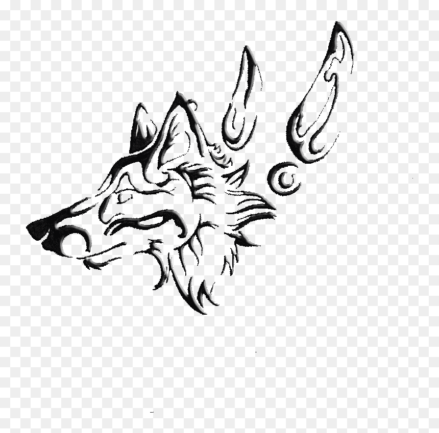 Canidae Line Art Dog Paw Sketch - Sketch, HD Png Download - tribal wolf png
