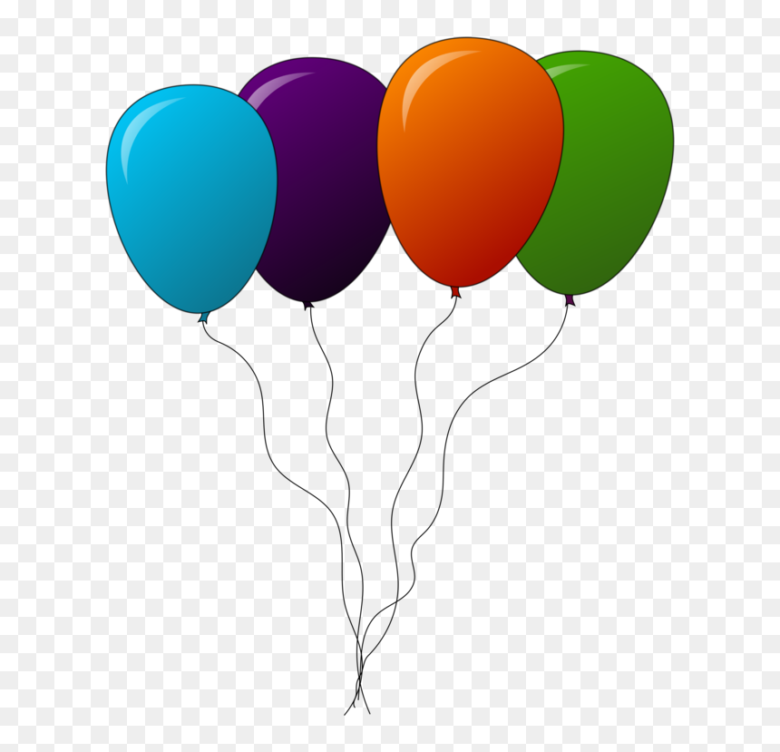 Heart,balloon,party Supply - 4 Balloons Clipart, HD Png Download - party balloons png