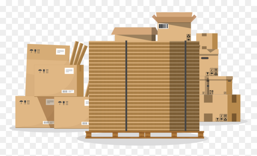 Graphic Visualization Of Large Stacks Of Brown Cardboard - Commercial Building, HD Png Download - paper scrap png